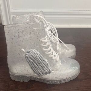 BNWT Glittery Clear Lace-Up Boots / Rainbootd